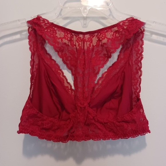 Victoria’s Secret  Women's Bra Bralette Red Lace Racerback Unlined‎ Sz Small - Picture 2 of 9
